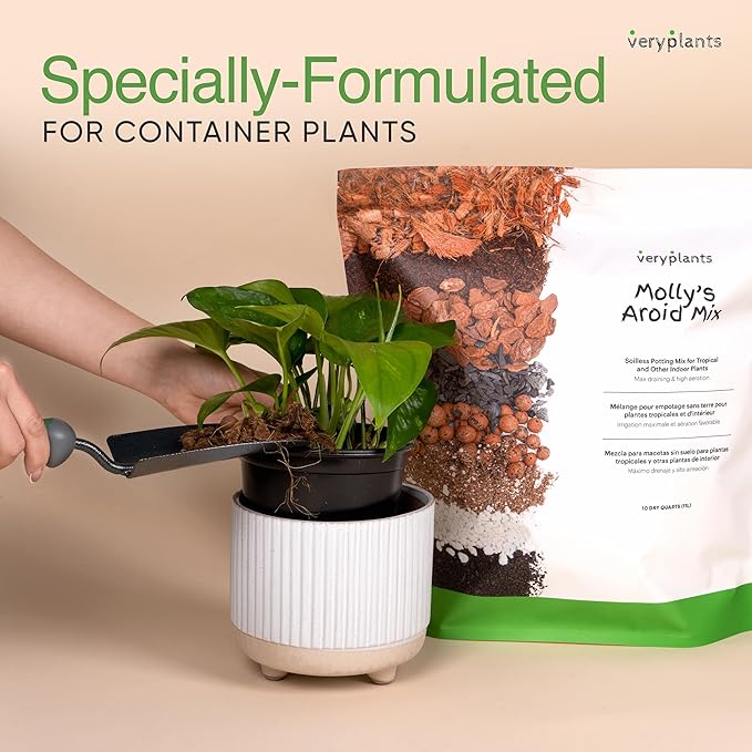 Molly's Aroid Mix - Premium Soilless Potting Mix for Houseplants - Fast Draining, Chunky & Easier to Water vs. Soil for Indoor Plants - with Bark, Coco Chips, Worm Castings, Mycorrhizae 5 Dry Quarts