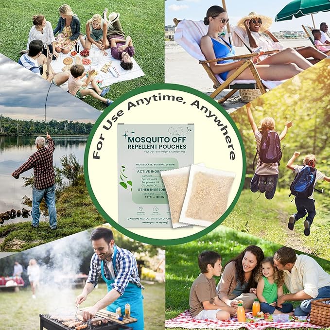 Mosquito Repellent Outdoor Patio Indoor Plant-Based Mosquito Deterrent Pouches 10 Pouches Long-Lasting Mosquito Control for Home Camping Hiking