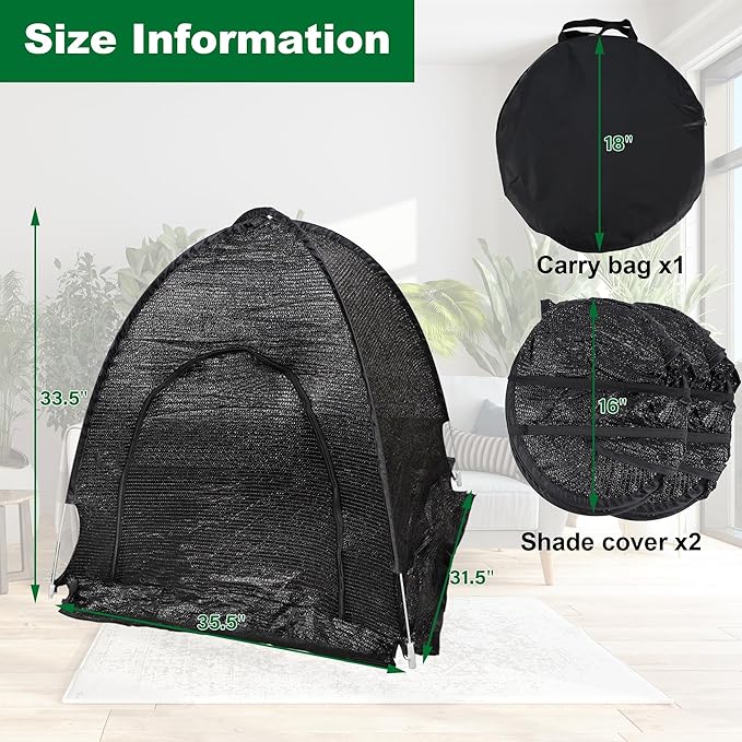 winemana 2 Pcs 70% Plant Shade Tent for Garden, 33.5x35.5x31.5 inch Sun Shade Netting Cloth for Outdoor Plants, Pop Up Net Cover UV Resistant, Insect Animal Protective Covers for Vegetable Fruit Crops