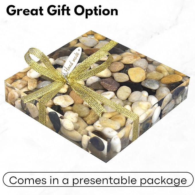 Handmade River Stone Flat Paperweight, Unique Rock Paperweights for Desk, Decorative Paper Weights