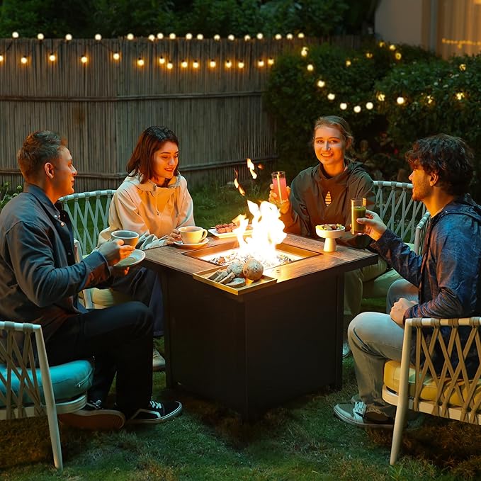 BALI OUTDOORS 50000 BTU Propane Fire Pit for Outdoor, 30 in Fire Pit Table Outdoor, Square Firepits for Outside Backyard, Patio