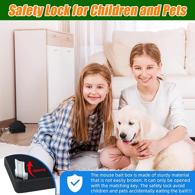 Mouse Bait Station Outdoor Indoor with Keys, 8 Pack Reusable Rat Bait Stations, Mice Stations, Keep Children and Pets Safe, Bait Station Box for Kitchen Garage Patio