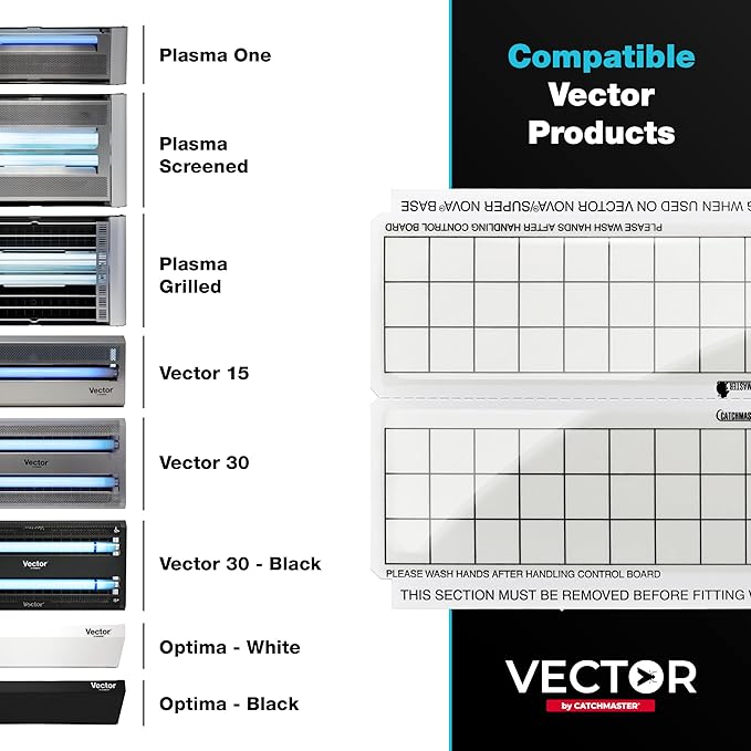 Catchmaster Vector Trap Replacement, UV Light Fly Traps for Home, Unscented Sticky Gnat Glue Boards for House, UV Lamp Insect & Mosquito Killer Refill, Adhesive Bug Light Boards, 12-Pack White