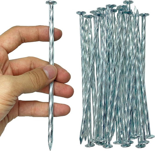 Artificial Turf Stakes Galvanized Spiral Landscape Spikes 6In Weed Barrier Fabric Stakes for Paver Edging, Gardening Lawn Edging, Carpentry and More (100 PC)