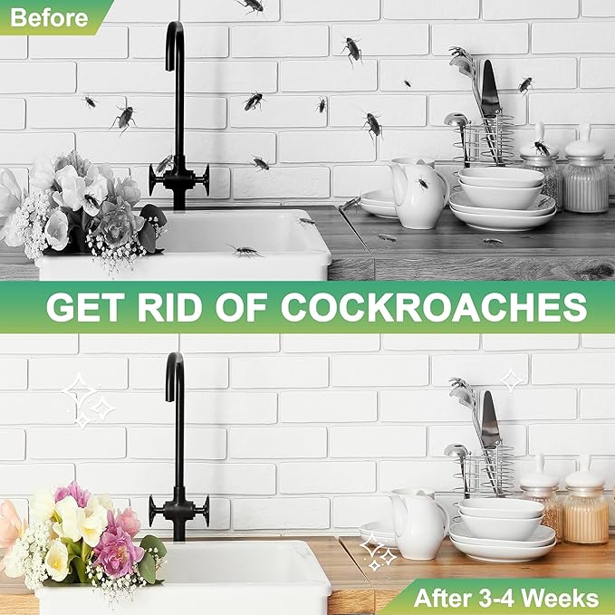 Roach Bait - Roach Traps Cockroach Bait Gel, Cockroach Killer Indoor Infestation, Indoor Home Repellent for Small Large Cockroaches, Get Rid of Roaches Permanently Outdoor (48)