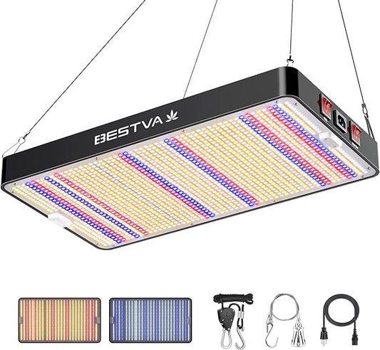BESTVA DC3000 LED Grow Light with High Yield Diodes Full Spectrum for Indoor Plants, Greenhouse, Hydroponic, Veg Bloom Light