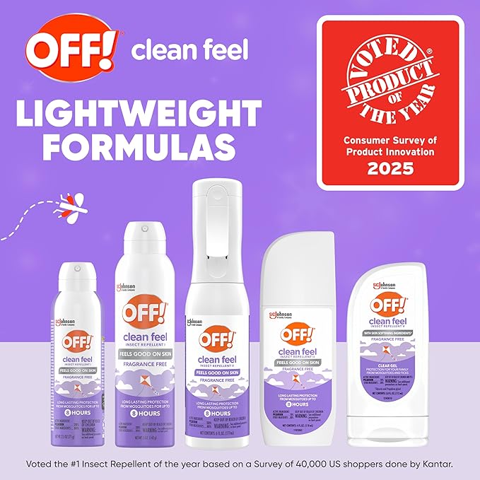 OFF! Clean Feel Insect Repellent Aerosol with 20% Picaridin, Bug Spray with Long Lasting Protection from Mosquitoes, Feels Good on Skin, 7.5 oz