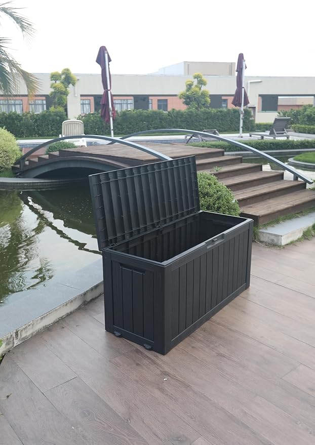 BTEXPERT 75 Gallon Outdoor Storage Container Deck Box for Patio Furniture Garden Tools Cushions Sports Equipment Waterproof Lockable Stainless Steel insert UV Resistant
