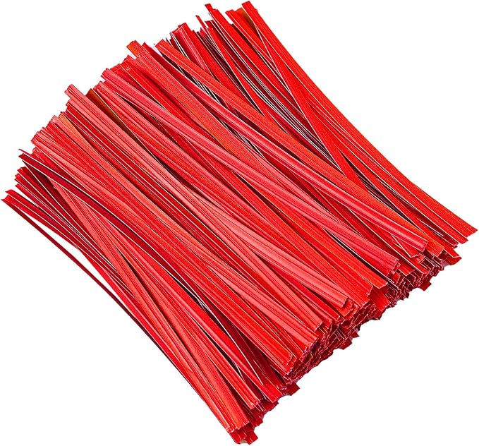 500 Pcs 5" Paper Red Twist Ties, for Party Cello Candy Bread Coffee Bags Cake Pops