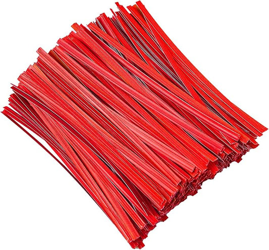 500 Pcs 5" Paper Red Twist Ties, for Party Cello Candy Bread Coffee Bags Cake Pops
