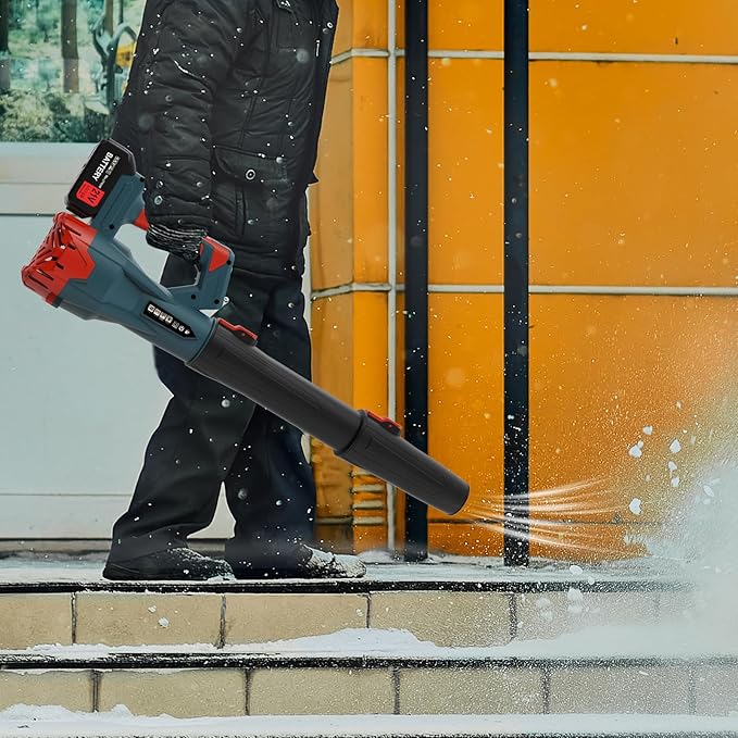 580CFM Cordless Leaf Blower, 6-Speed Electric Lawn Blower with 2x4.0Ah Battery & Charger, Lightweight Patio Cleaner for Leaves, Snow, and Debris