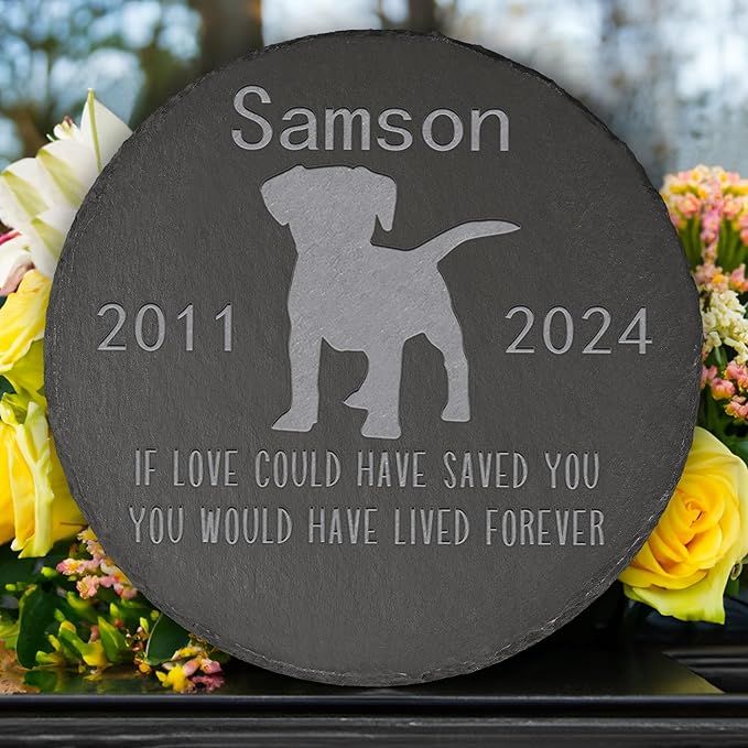 Dog Memorial Stone Dog Garden Statue - Dog Memorial Gifts - Dog Tombstone - Dog Loss Gift - Loss of Pet Dog - Round