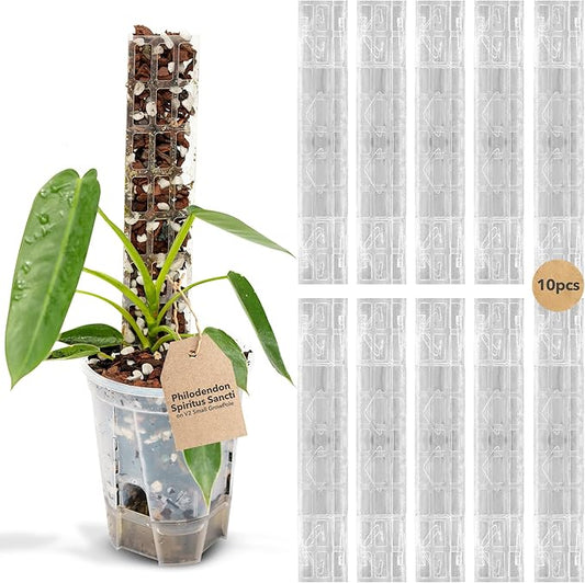 V2 Small GrowPole - Stackable Plastic Moss Poles for Climbing Plants, Monstera Plant Support-Plant Climbing Pole, DIY Plant Stick Support, Works for Philodendron and Anthuriums - 10 Pcs