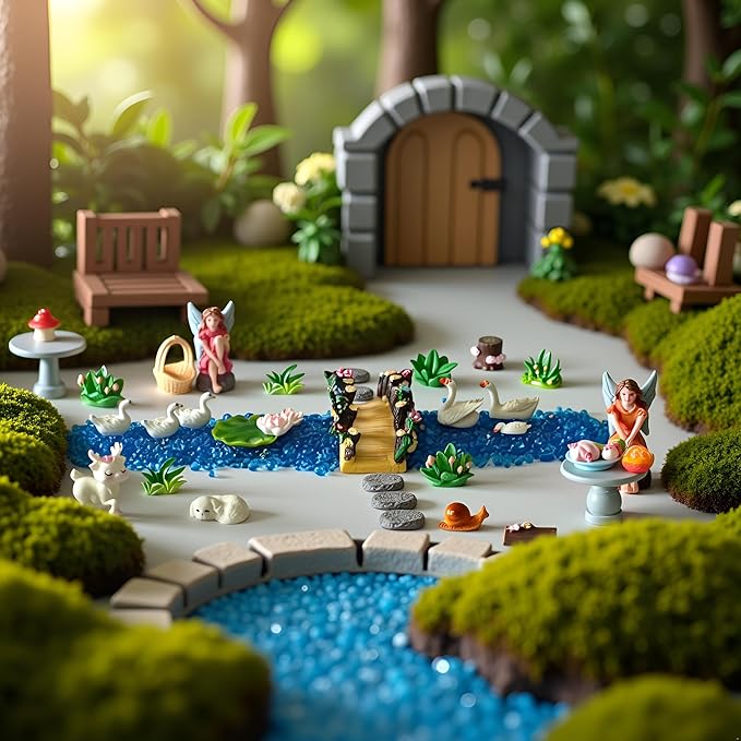 Miniature Fairy Garden Accessories, 36 Pieces Miniature Resin Figurines for Plant Pots, Backyard, Lawn, Micro Landscape, Dollhouse, Terrarium