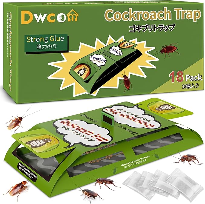 Upgrade 18 Pack Roach Traps Indoor, Sticky Traps for Cockroaches Indoor Home, Sticky Glue Cockroach Traps, Roach Killer Cockroach Trap for Cricket Ants Spiders