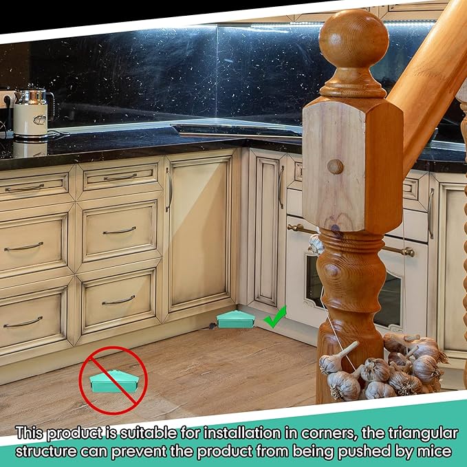 Qualirey 36 Pcs Mice Station with Key Triangle Bait Station Reusable Rodent Trap Bait Box, Keeps Children and Pets Safe Indoor & Outdoor, Bait Not Included, Suitable for Small Mice (Blue)