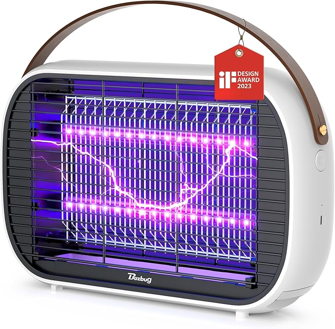 Buzbug LED Bug Zapper Outdoor Indoor, 10 Years Lifespan Lamp, Rechargeable 5200mAh Battery, Portable Camping Fruit Fly Mosquito Moth Gnat Wasp Trap, Killer, Zapper -MA015C (White)