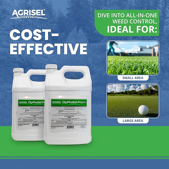 GlyPhoSel Pro Weed Killer, Tackles Hard-to-Kill Weeds, Low-Odor, Easy Mixing, Pet Safe, Includes 3-Pack of Agrisel Protective Gloves, 128 Ounces