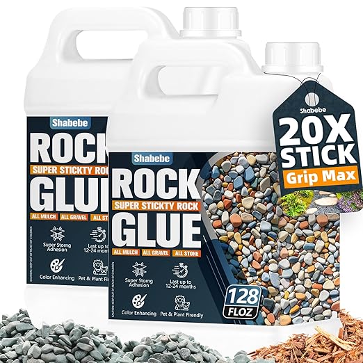 Rock Glue for Landscaping - 2 Gallon Mulch Glue with Grip Max for Strong Adhesion of Rocks, Gravel&Mulch, Long-Lasting Non-Toxic, Fast-Drying & Weather-Resistant Gravel Binder for Pebble, Pine Straw