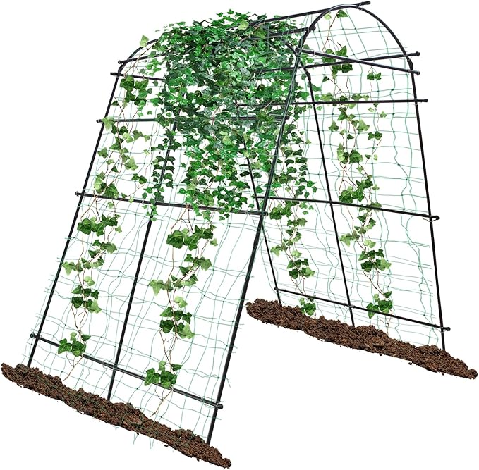 7 Ft Extra Tall Garden Arch Trellis for Climbing Plants Outdoor, Lightweight Metal+PE Coated Garden Arch Trellis Plant Stand for Climbing Vines, Lawn Tower & Garden Support Structure