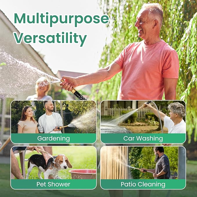 Cesun Metal Garden Hose 75ft - 304 Stainless Steel Water Hose, Flexible, Lightweight and No-Kink Metal Hose with Brass Nozzle for Outdoor, Yard