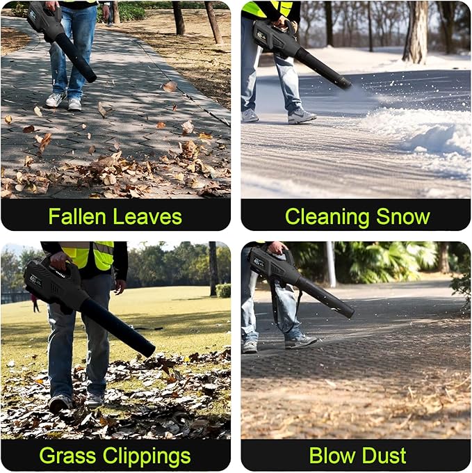 Leaf Blower Cordless with Battery - 40V Powerful Electric Leaf Blower, 600CFM &180MPH and Variable-Speed with 5.0Ah Battery and Charger for Lawn Care, Patio, Dust, Blowing Leaves (Grey)