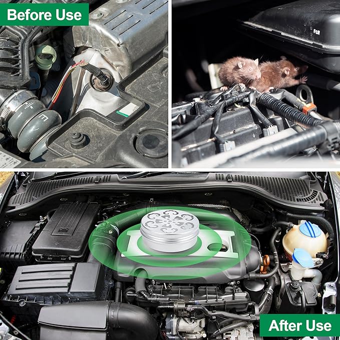 Rodent Repellent for Car Engines - Peppermint Oil for Mice Repellent, Mouse Repellent for Cars, Rodent Repellent Outdoor, Keeping Rodents Out of House Garages, Human Pet Dog Plant Safe -4 Pack