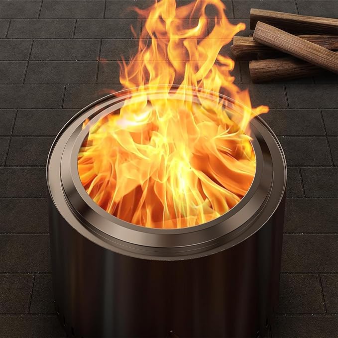 15 Stainless Steel Smokeless Fire Pit, Outdoor Smokeless Firepit, Wood Burning Fire Pits for Camping, Bonfire, Low Smoke Firepit for Outside (Oblique Hole)