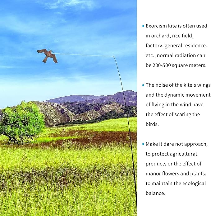 Bird Hawk Flying Kite with Pole Crops Farm Protector Bird Scarer Flying ONLY 6M Pole Without Kite