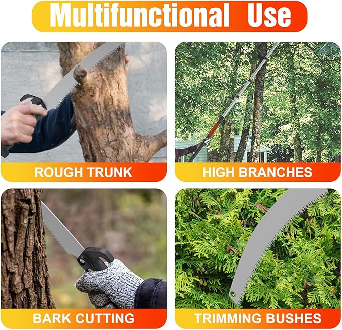 26FT Pole Saw, Telescoping Tree Trimmer with 5-20FT Extension Pole, Manual Branches Pruner for Backyard, Orange