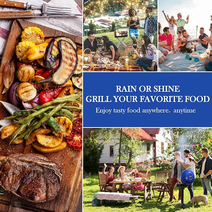 Electric BBQ Grill Techwood 15-Serving Indoor/Outdoor Electric Grill for Indoor & Outdoor Use, Double Layer Design, Portable Removable Stand Grill, 1600W