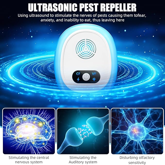2025 Upgraded Ultrasonic Pest Control Repeller,6 Pack Mouse Rodent Repellent Ultrasonic Plug in Mouse Repellent Indoor for Spider Ant Bug Fly Roach Rat Mice Insect Deterrent,4 Mode Switching