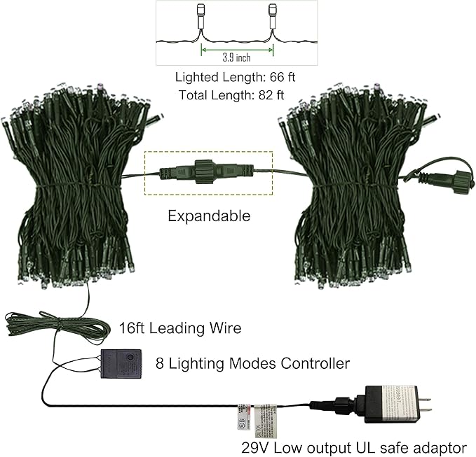 Twinkle Star 200 LED 66FT Halloween Fairy String Lights, Halloween Decoration Lights with 8 Lighting Modes, Mini String Lights Plug in for Indoor Outdoor Christmas Garden Wedding Party Decor, Orange
