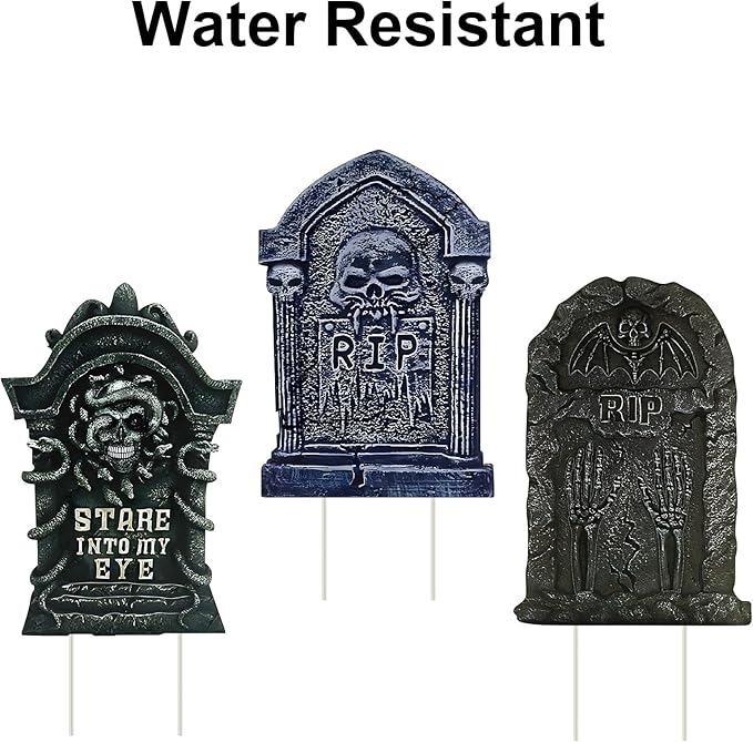 GameXcel 10PCS Halloween Tombstone Decorations Gravestone Decor for Graveyard Headstone Yard Signs Outdoor Lawn Yard Garden Decorations Halloween Yard Stakes
