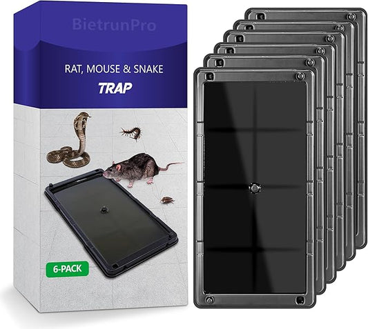 Glue Traps for Mice, 6 Pack Mouse Rat Trap, Extra Strength, Pre-Baited Adhesive Sticky Boards, Heavy Duty Glue Traps for Snake, Lizard, Insect, Safe Home Pest Control