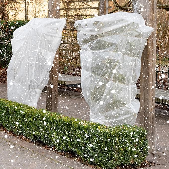 ANPHSIN 2 Pcs Extra Large Winter Plant Cover Freeze Protection - 70.8" x 82.7" Plastic Plant Frost Bags with Drawstring, Waterproof Plant Shelter Coverings for Outdoors Garden Shrubs Palm Fruit Trees