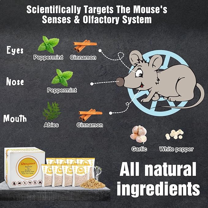 10 Pack Rodent Mouse Repellent Pouches Peppermint Oil to Repel Mice and Rats, Mouse Mice Repeller Pest Repellent Pouches for House Mouse Deterrent Indoor