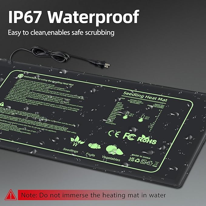 Seedling Heat Mat 2 Pack Heat Mats for Seed Starting Plants Indoor Growing Gardening Brewing Germination Greenhouses Terrarium Reptile Waterproof Seed Rooting Warming Heating Pad 10"X20.75"