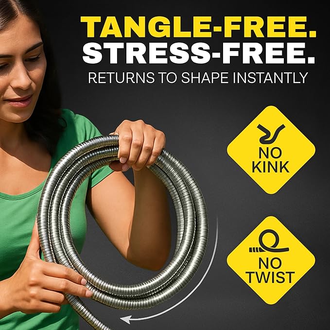 BIONIC STEEL 10Ft Short Garden Hose, 10 Ft x 5/8 In. Connector Hose for Reel, Leak Proof Connection, Heavy Duty, Non Kinking, Flexible, Hose Extension