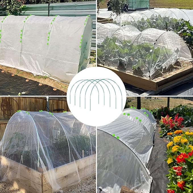 72pcs Garden Hoops for Raised Bed, 12 Sets of 8FT Long Greenhouse Hoops Grow Tunnel, Rust-Free Fiberglass Support Hoops Frame for Netting, DIY Plant Support Garden Stakes for Row Cover