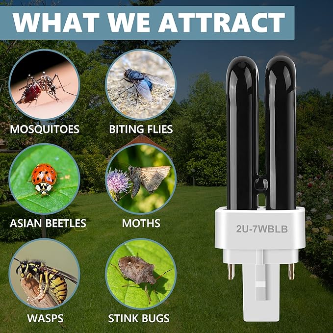 2 Pack Bug Zapper Replacement Fluorescent Bulbs, 41050 Bulbs Compatible with DynaTrap DT1050 DT1100 DT1250, 7W UV Light Ultraviolet Mosquito Killer Lamp, 1/2 Acre Trap Replacement Bulb