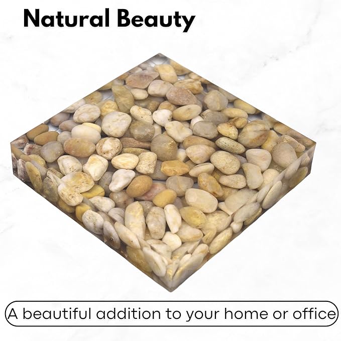 Handmade River Stone Flat Paperweight, Unique Rock Paperweights for Desk, Decorative Paper Weights