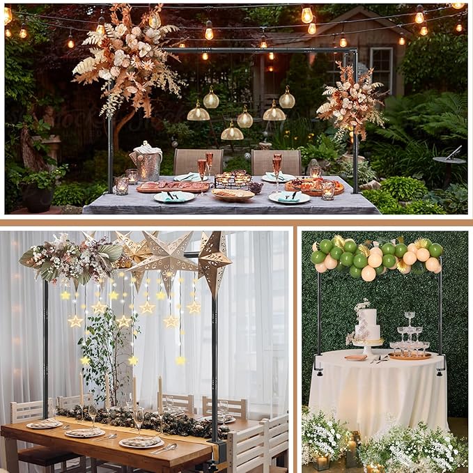 Over The Table Rod Stand with Clamps Adjustable 31-110 in Length 31-64 in Height Black Table Balloon Arch Hanging Stand with Storage Bag for Halloween Christmas Wedding Birthday Party Decoration