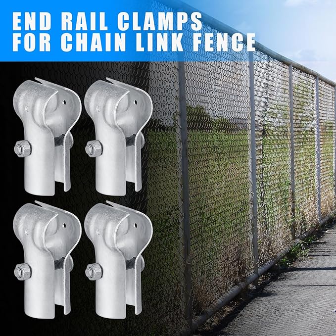 Tandefio Pipe Clamp Chain Link Fence T Clamp Galvanized Steel End Rail Clamp for OD Pipe, Bolts and Nuts Included(24 Pcs,1-3/8")