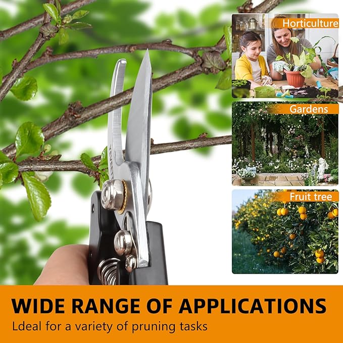 Pruning Shears, 8.5" Professional Garden Shears, SK5 Steel Hedge Clippers, Garden Clippers Handheld, Heavy Duty Garden Scissors Tools, Pruning Shears for Gardening Yard Roadside