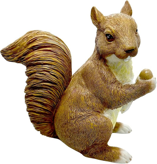 Garden Decor Polyresin Squirrel Statue with Acorn Statue - Charming Outdoor Decoration Ornament for Patio, Lawn, or Yard - Ideal for Garden Decor Enthusiasts and Nature Lovers