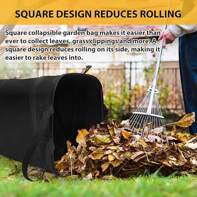 YUDI & GARDEN 46 Gallon Square Collapsible Yard Waste Bin｜Collapsible Trash Can｜Camping Trash Can, for Collecting Weeds or Party and Yard Waste
