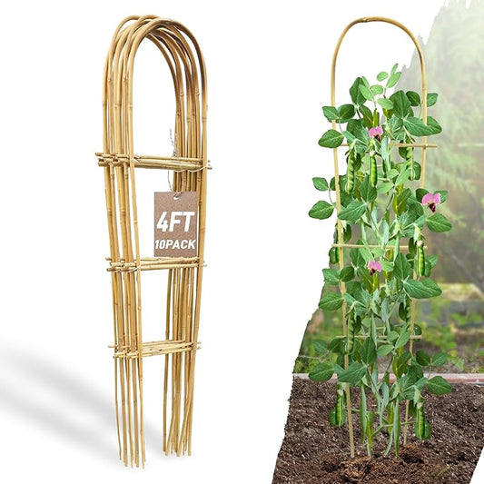 Avalution 10 Pack Bamboo U Trellis for Climbing Plants, 4 FT Garden Ladder Trellis for Potted Plants Indoor, Ladder Small Plant Support Trellis for Houseplants Ivy Hoya Vine Monstera