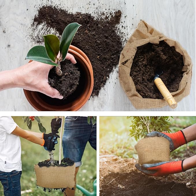 Buryeah 40 Inch x 100 ft Burlap Fabrics Roll Natural Jute Burlap Tree Wraps Protector Winter Frost Plant Blankets Cloth Weed Barrier Fabric Garden Plants for Winter Outdoor Trees Shrubs Party