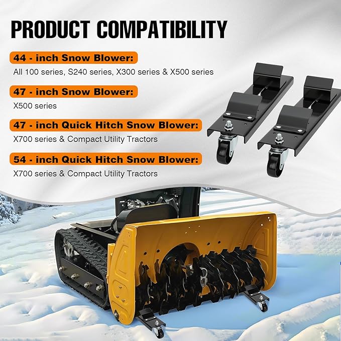 Heavy-Duty Snow Blower Storage Dollies, Replacement for John Deere LP70692, Fit 44", 47", 54" Snow Blowers, with 360° Locking Caster Wheels for Easy Movement (2PCS)